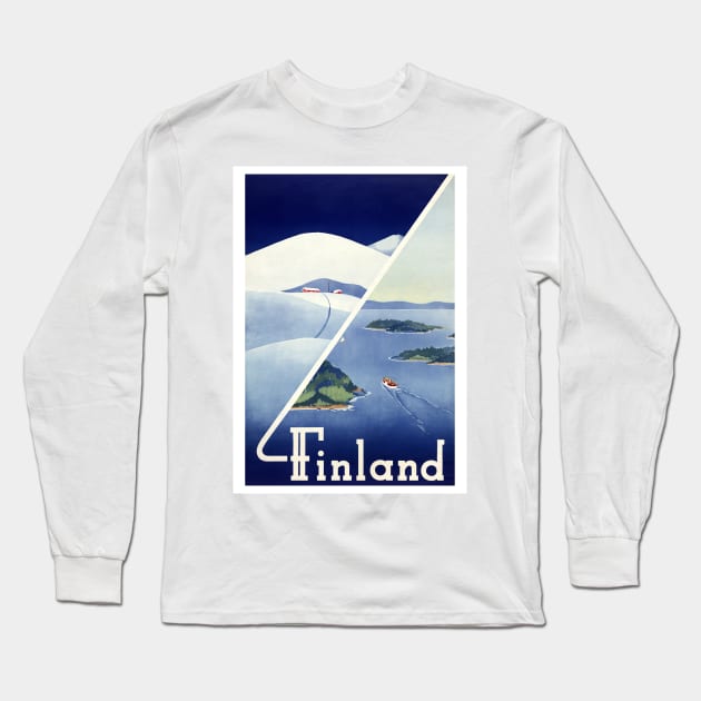 Vintage Travel Poster Finland Long Sleeve T-Shirt by vintagetreasure